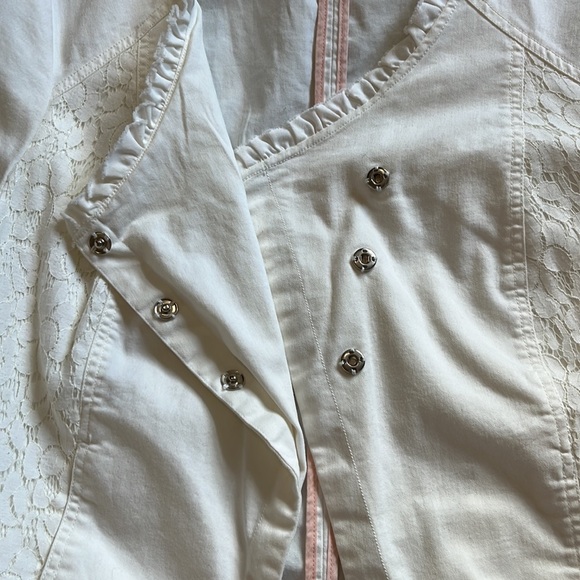 Maurices Cream Lace Inset Moto Jacket with Crisscross Design Size 1 - Picture 4 of 4